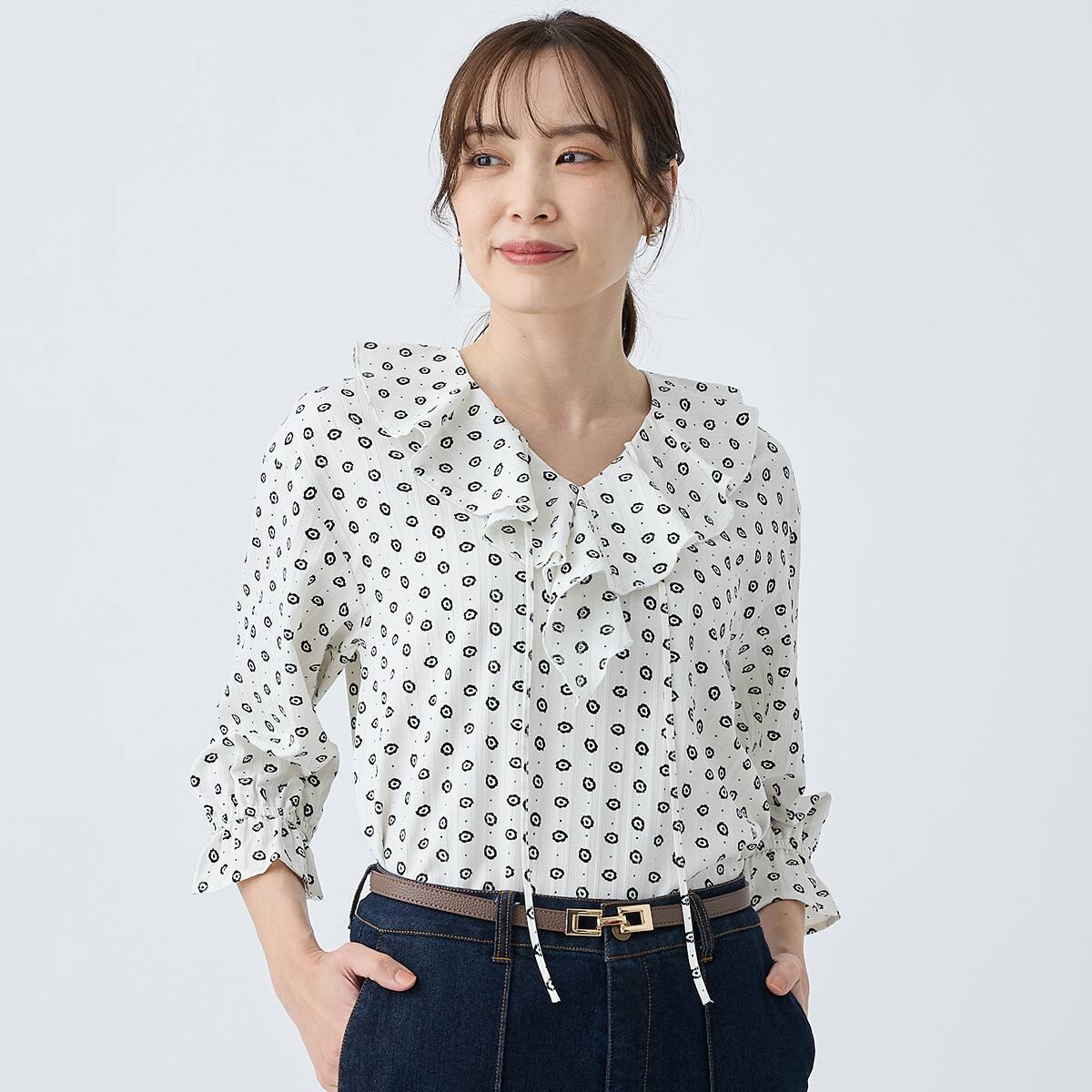 ラッフル襟ブラウス (55119) | ニトリネット【公式】 家具・インテリア通販