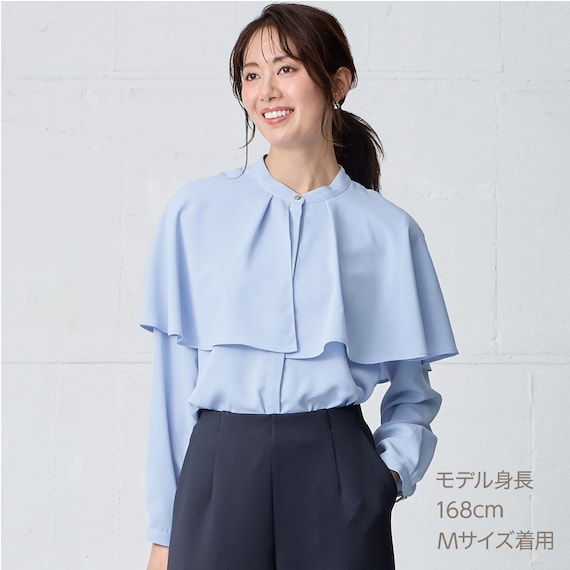 ケープ襟長袖ブラウス (55109) 1枚目画像