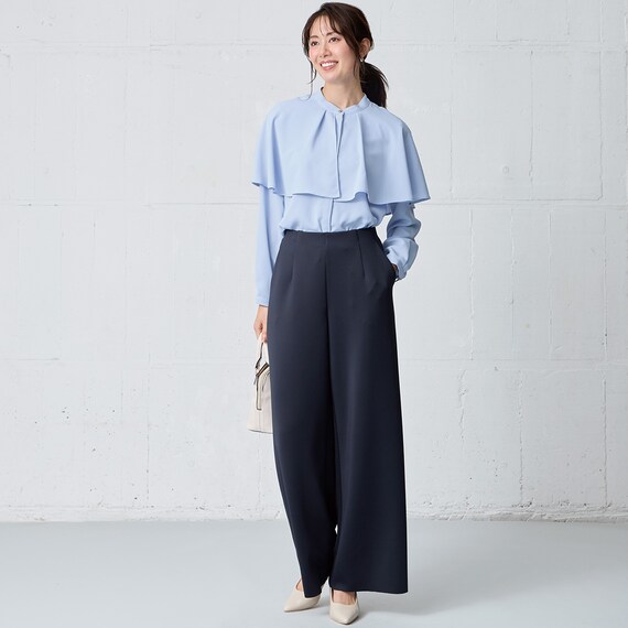 ケープ襟長袖ブラウス　(55109) 2枚目画像