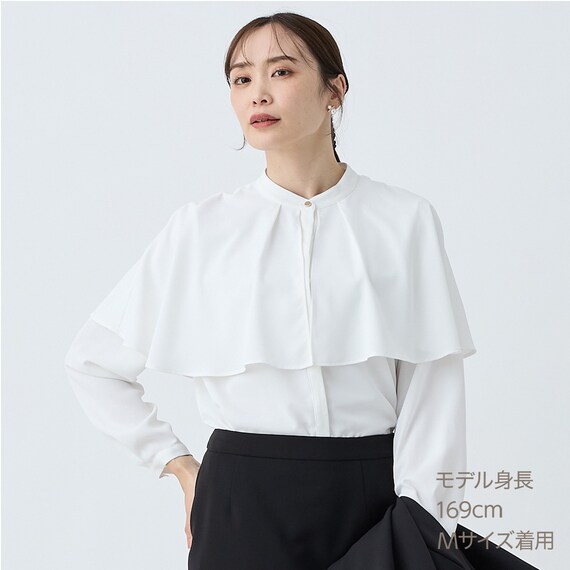 ケープ襟長袖ブラウス　(55109) 3枚目画像
