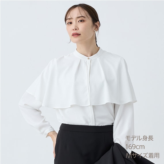 ケープ襟長袖ブラウス (55109) 3枚目画像