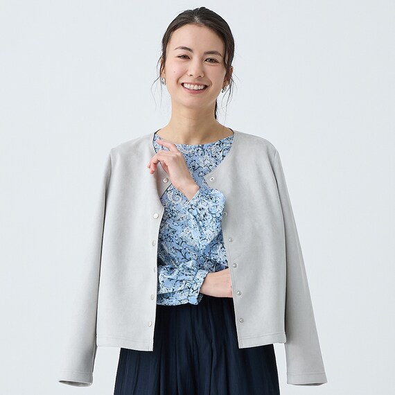 ストレッチスウェード調カーディガン　(85102) 3枚目画像