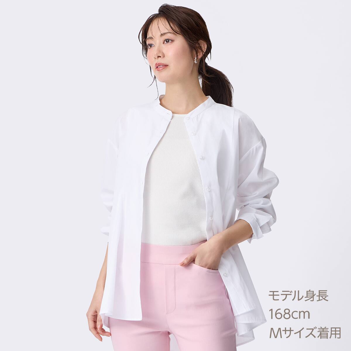 yoriフレアシャツ サイズ36 新品yori ヨリ高密度ストレッチフレアブラウス【25SP】ホワイト36