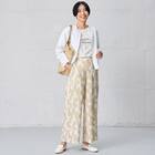 麻調セミワイドプリントパンツショート丈　(25116) 3枚目画像