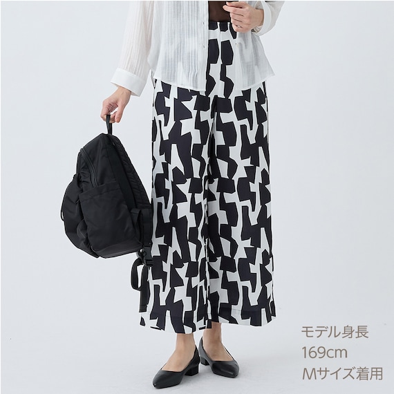 麻調セミワイドプリントパンツショート丈 (25116) 1枚目画像