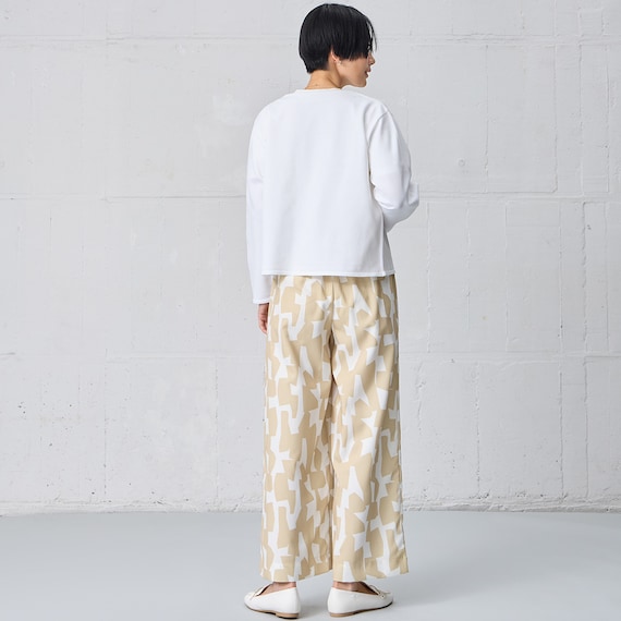 麻調セミワイドプリントパンツショート丈 (25116) 9枚目画像