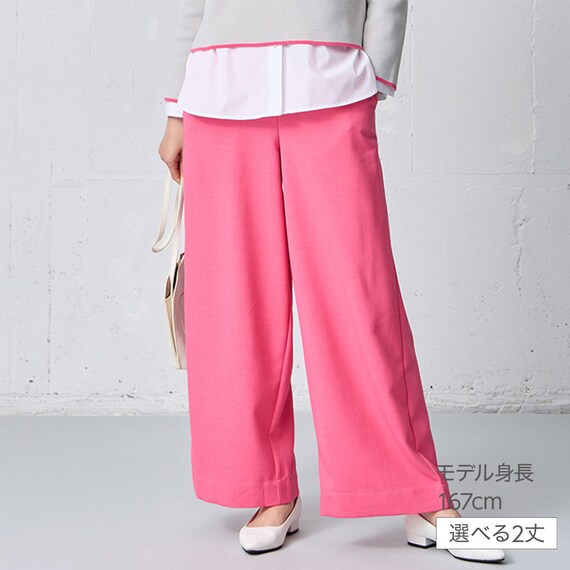 麻調セミワイドプリントパンツレギュラー丈　(25117) 6枚目画像