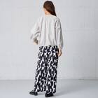 麻調セミワイドプリントパンツレギュラー丈　(25117) 4枚目画像