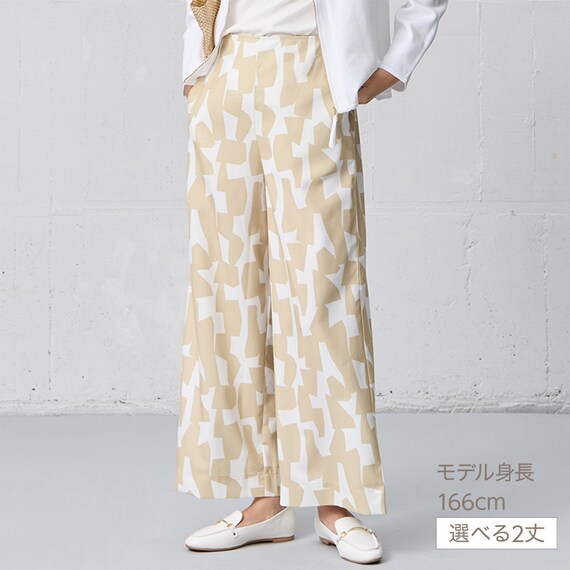 麻調セミワイドプリントパンツレギュラー丈　(25117) 5枚目画像