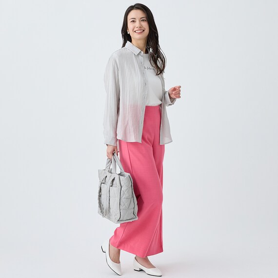 麻調セミワイドプリントパンツレギュラー丈　(25117) 16枚目画像