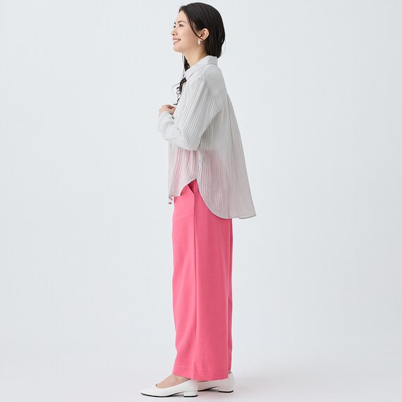 麻調セミワイドプリントパンツレギュラー丈　(25117) 17枚目画像