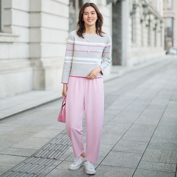 ウエストドロストテーパードイージーパンツ (25118) 14枚目画像