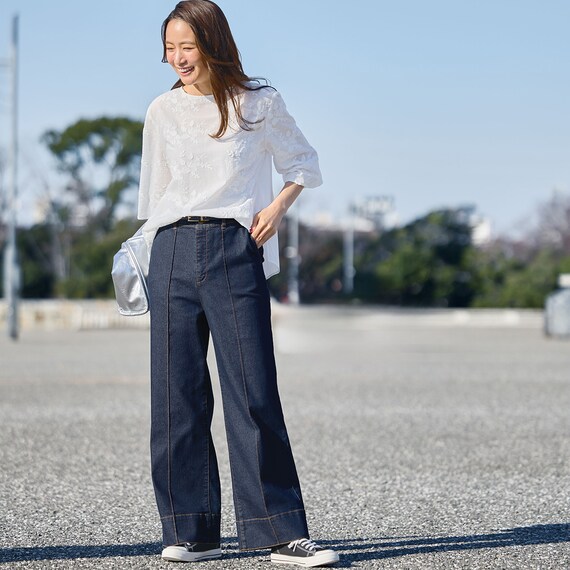 マイルドフィットストレッチデニムワイドパンツ　(25113) 4枚目画像