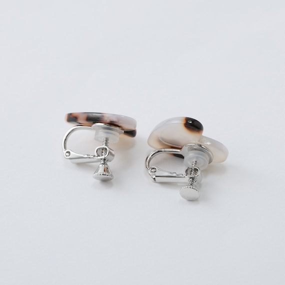 べっ甲柄ハートイヤリング　(95135) 2枚目画像