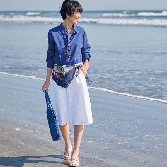 【ニトリネット先行販売】大判シフォンヨット柄スカーフ (95161) 4枚目画像