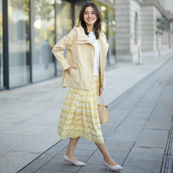 かすりチェック柄フレアスカート (35106) 3枚目画像