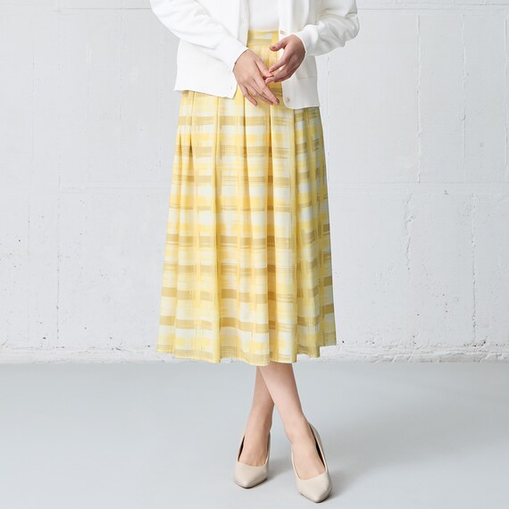 かすりチェック柄フレアスカート　(35106) 6枚目画像