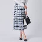 かすりチェック柄フレアスカート (35106) 1枚目画像