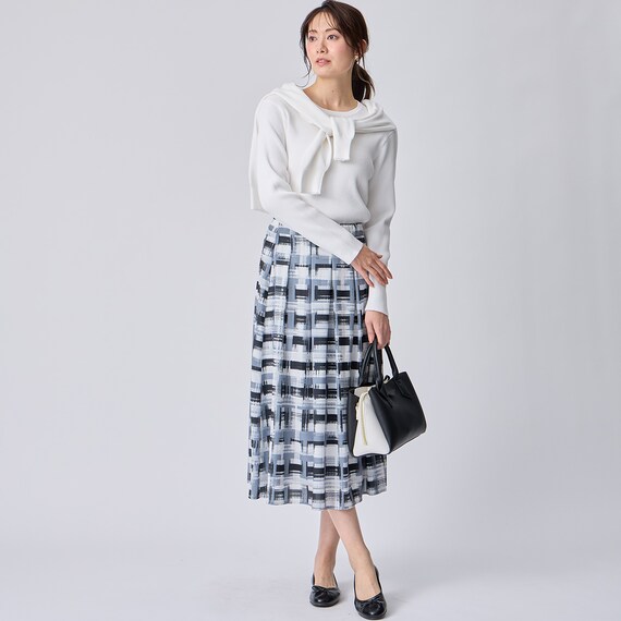 かすりチェック柄フレアスカート　(35106) 2枚目画像