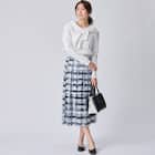 かすりチェック柄フレアスカート (35106) 2枚目画像