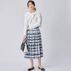 かすりチェック柄フレアスカート (35106) 3枚目画像
