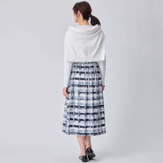 かすりチェック柄フレアスカート (35106) 5枚目画像