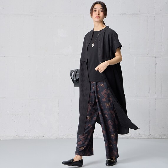 ダークトーン花柄セミワイドパンツ　(25124) 5枚目画像