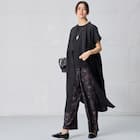 ダークトーン花柄セミワイドパンツ (25124) 5枚目画像