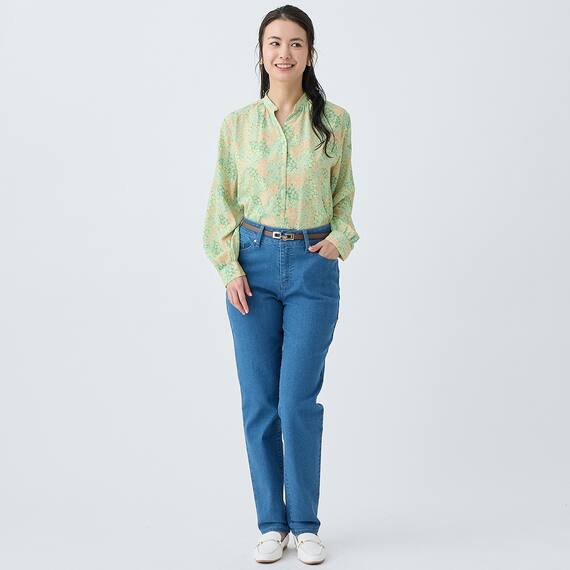 花柄ギャザー前開きブラウス　(55115) 2枚目画像