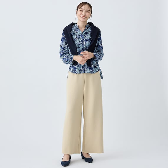 花柄ギャザー前開きブラウス (55115) 6枚目画像