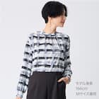 かすりチェック柄プチハイネックブラウス (55116) 1枚目画像