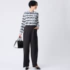 かすりチェック柄プチハイネックブラウス (55116) 2枚目画像