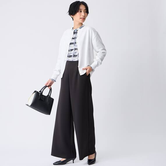 かすりチェック柄プチハイネックブラウス　(55116) 4枚目画像