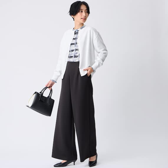 かすりチェック柄プチハイネックブラウス (55116) 4枚目画像