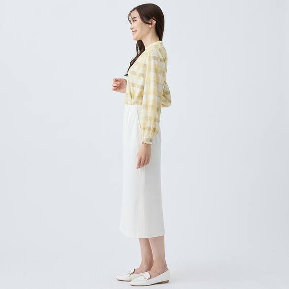 かすりチェック柄プチハイネックブラウス　(55116) 7枚目画像