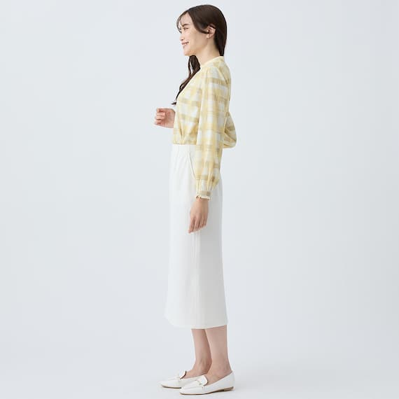 かすりチェック柄プチハイネックブラウス (55116) 7枚目画像