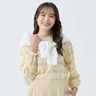 かすりチェック柄プチハイネックブラウス　(55116) 9枚目画像