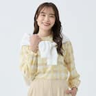 かすりチェック柄プチハイネックブラウス (55116) 9枚目画像