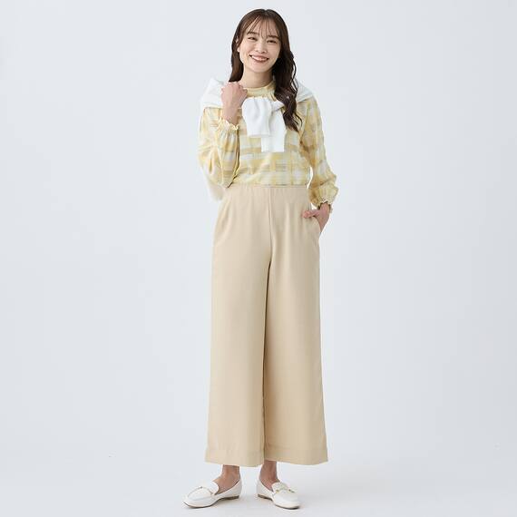 かすりチェック柄プチハイネックブラウス　(55116) 10枚目画像