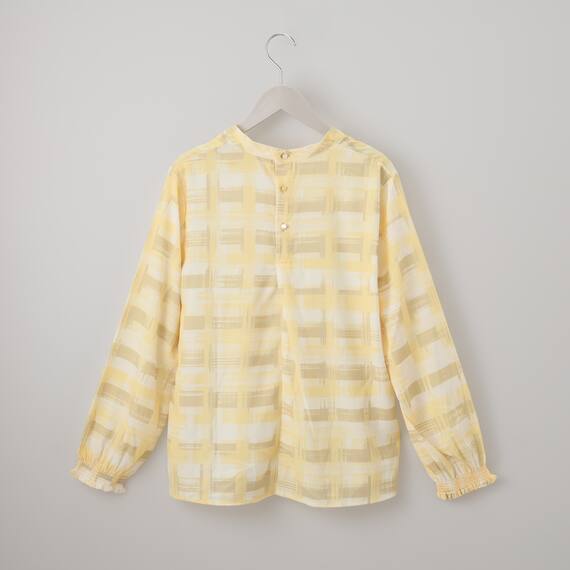 かすりチェック柄プチハイネックブラウス　(55116) 12枚目画像