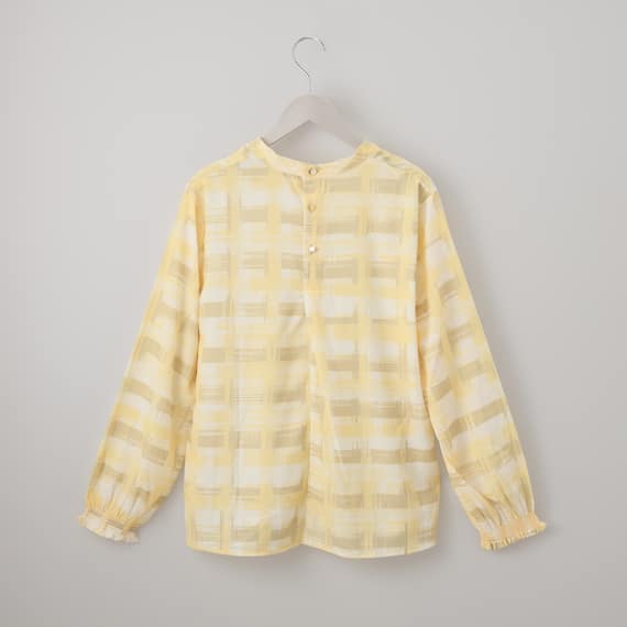 かすりチェック柄プチハイネックブラウス (55116) 12枚目画像