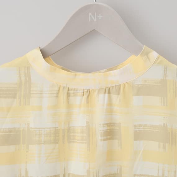 かすりチェック柄プチハイネックブラウス (55116) 14枚目画像