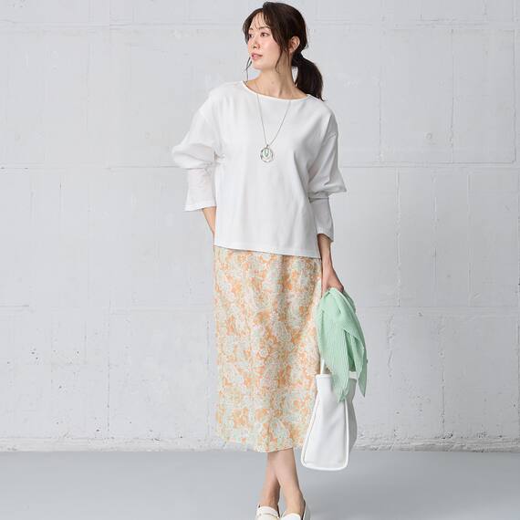 ペイズリープリント柄スリットスカート　(35107) 2枚目画像