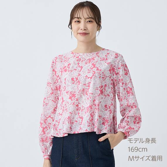 ペイズリープリント柄フレアブラウス　(55117) 5枚目画像