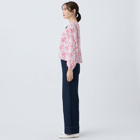 ペイズリープリント柄フレアブラウス (55117) 7枚目画像