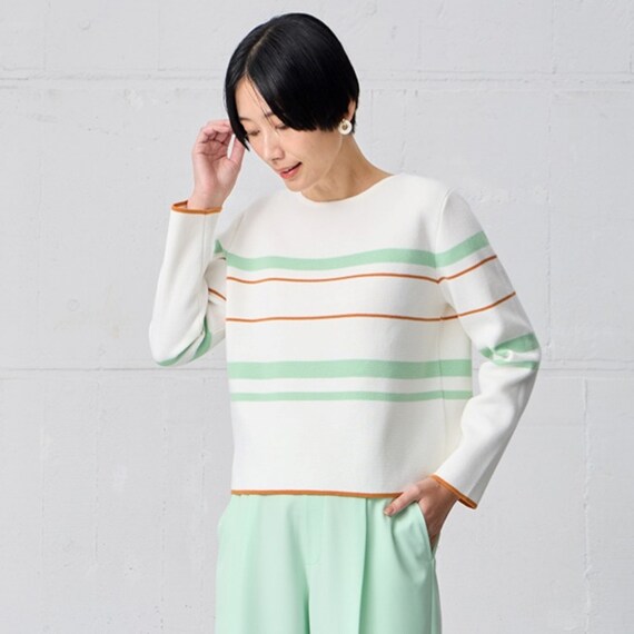 配色ボーダーニットプルオーバー (75103) 3枚目画像