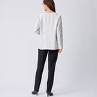 麻調ライトノーカラーVネックジャケット (15109) 5枚目画像