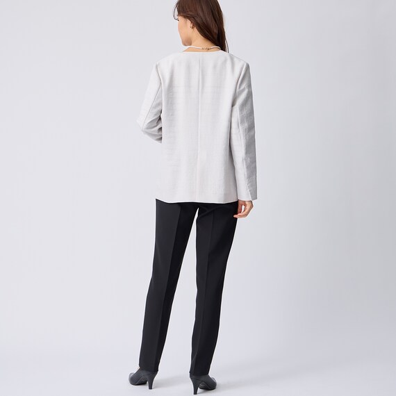 麻調ライトノーカラーVネックジャケット (15109) 5枚目画像