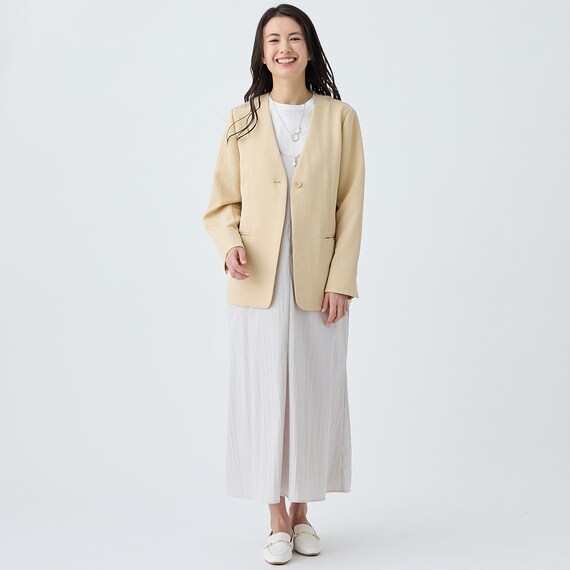 麻調ライトノーカラーＶネックジャケット　(15109) 9枚目画像