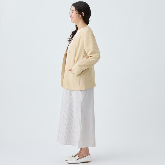 麻調ライトノーカラーVネックジャケット (15109) 10枚目画像